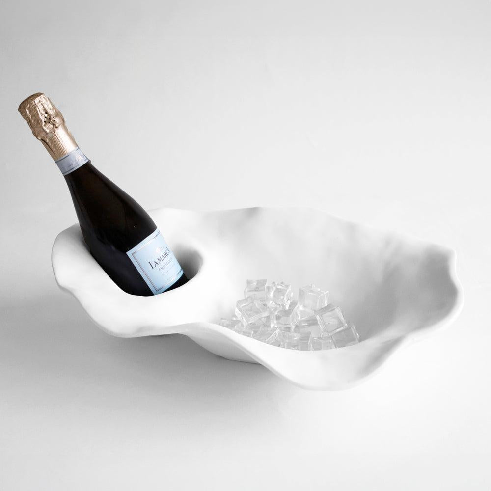 Vida Ocean Oyster Champagne Bucket (White) - Scoop Detail | Bone & Brass