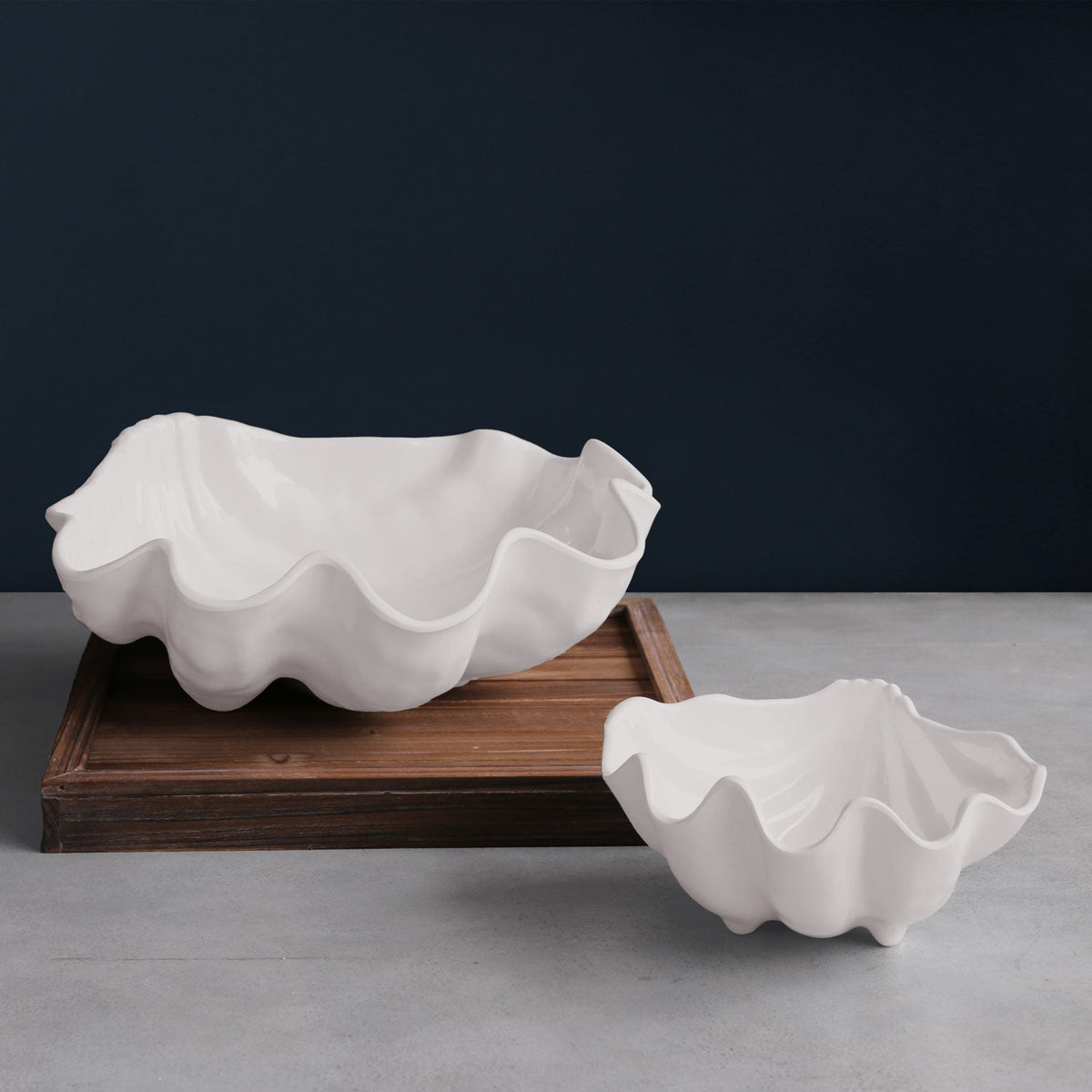 Vida Ocean Shell Large White Serving Bowl - Bowl Detail | Bone & Brass