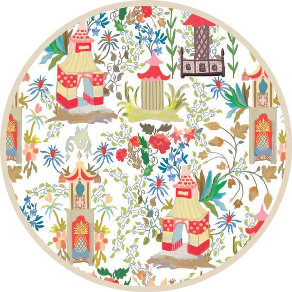 Vida Pagoda & Natural Reversible Round Placemats Set of 4 - Placemat Detail | Bone & Brass