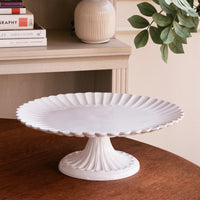 Vida Vienna Pedestal Cake Plate White - Cake Plate Side View | Bone & Brass
