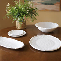 Vida White Bamboo 11" Dinner Plate Set of 4 - Plate Detail | Bone & Brass