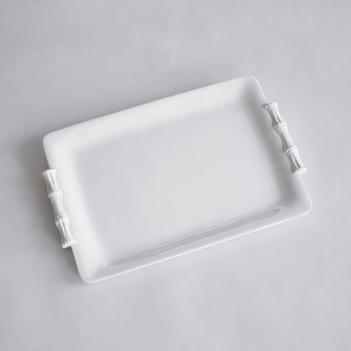 Vida White Bamboo Rectangular Serving Tray - Tray Side View | Bone & Brass
