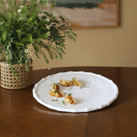 Vida White Bamboo Round Serving Platter - Platter Top View | Bone & Brass