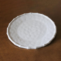 Vida White Bamboo Round Serving Platter - Platter Side View | Bone & Brass