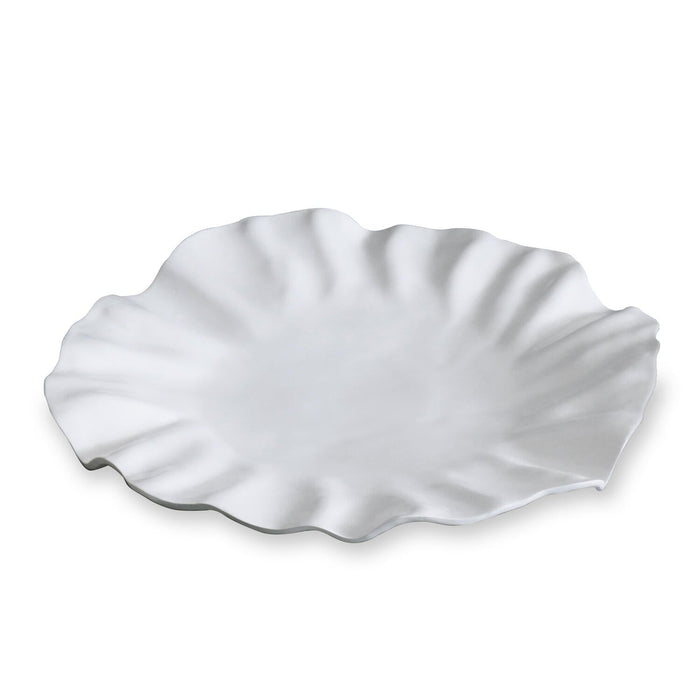 Vida White Bloom Large Round Serving Platter | Bone & Brass