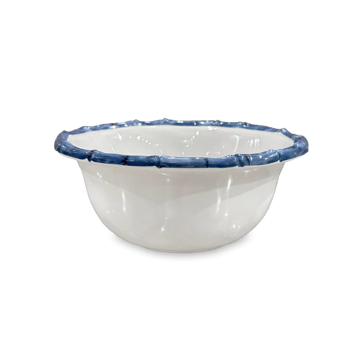 Vida White & Blue Bamboo 7.5" Cereal Bowl Set of 4 | Bone & Brass