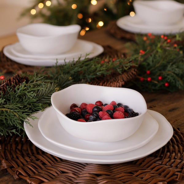 Vida White Cereal Bowl Set of 4 - Bowl Detail | Bone & Brass