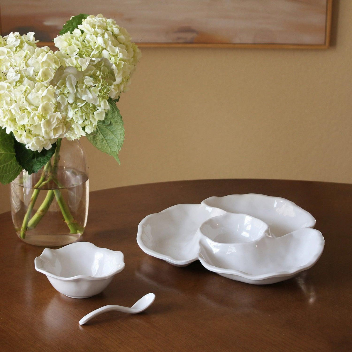 Vida White Havana Triple Dip Serving Tray - Set Detail | Bone & Brass