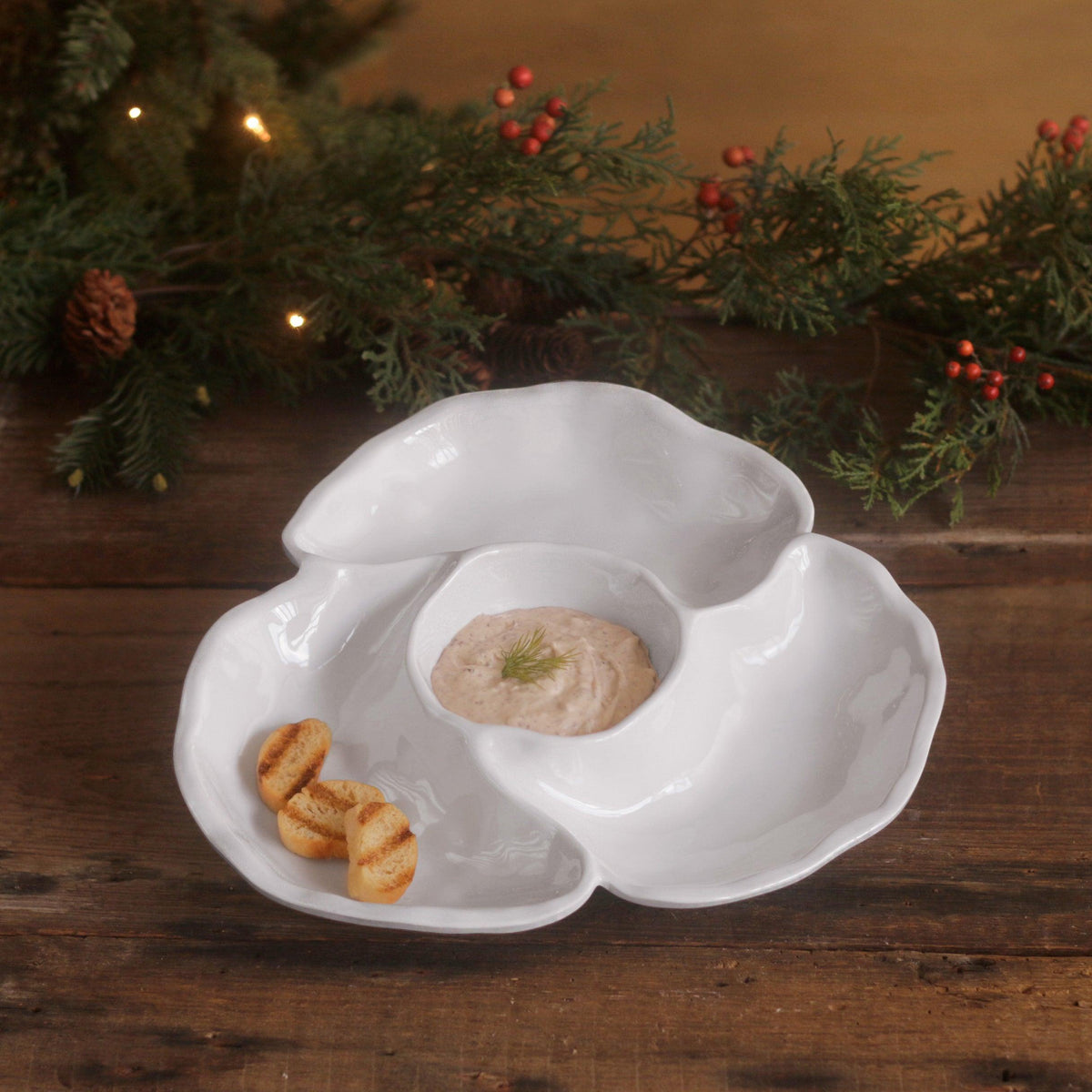 Vida White Havana Triple Dip Serving Tray - Bowl Detail | Bone & Brass