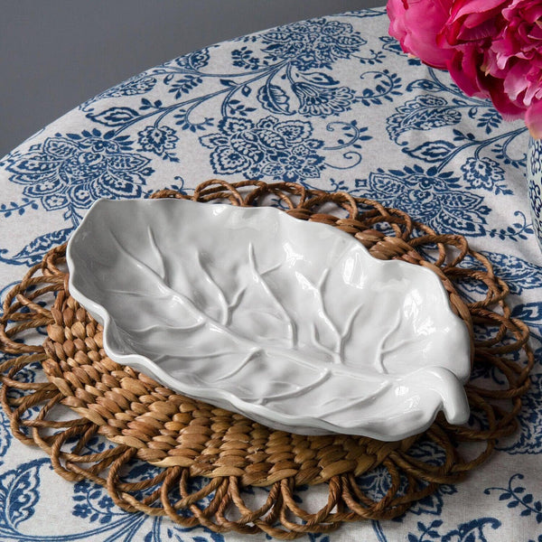 Vida White Lettuce Leaf Serving Platter - Platter Detail | Bone & Brass