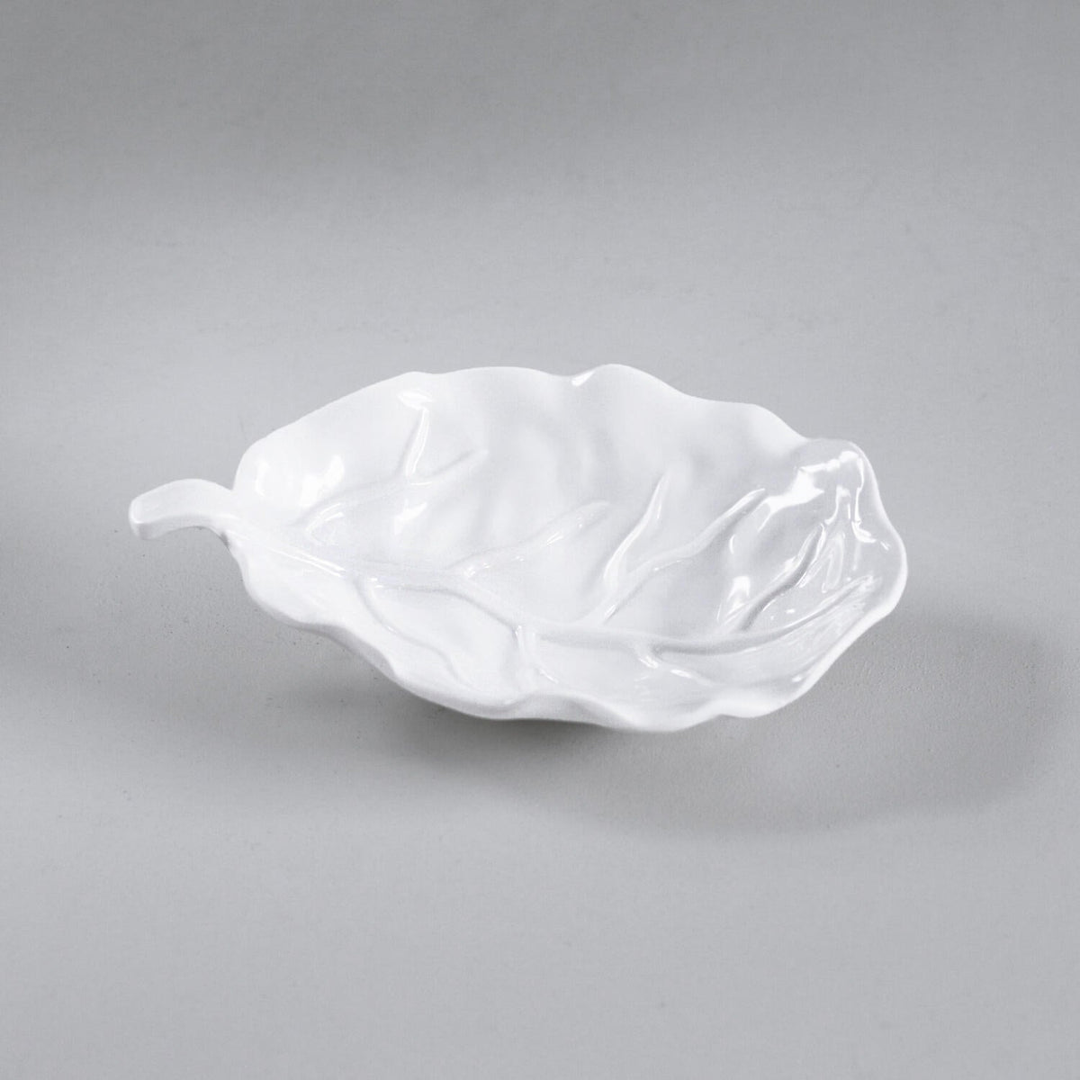 Vida White Lettuce Small Leaf Platter - Platter Top View | Bone & Brass