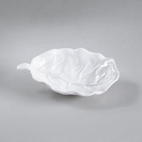 Vida White Lettuce Small Leaf Platter - Platter Top View | Bone & Brass