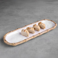 Vida White & Natural Bamboo Baguette Platter - Platter Detail | Bone & Brass