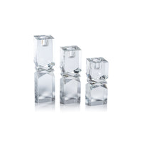 Vienna Artistry Crystal Glass Candlestick, Medium - Candlestick Side View | Bone & Brass