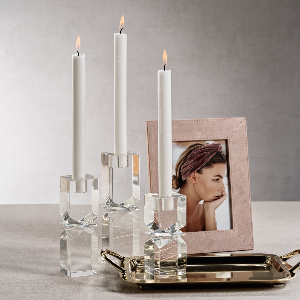 Vienna Artistry Crystal Glass Candlestick, Medium - Candlestick Close Up | Bone & Brass