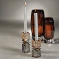Vienna Artistry Grey & Gold Crystal Candlestick, Small - Candlestick Close Up | Bone & Brass