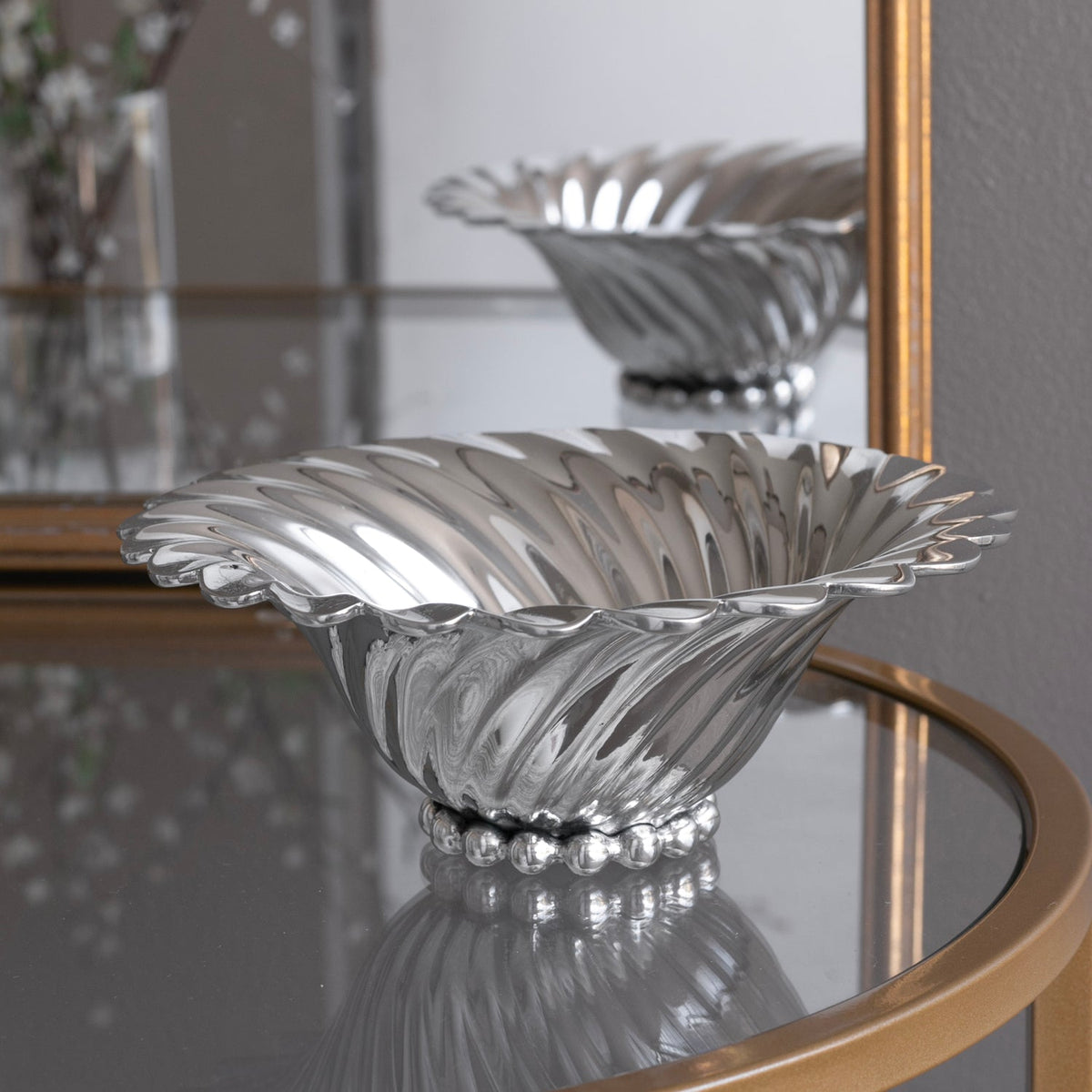 Silver Vienna Small Serving Bowl - Bowl Top View | Bone & Brass