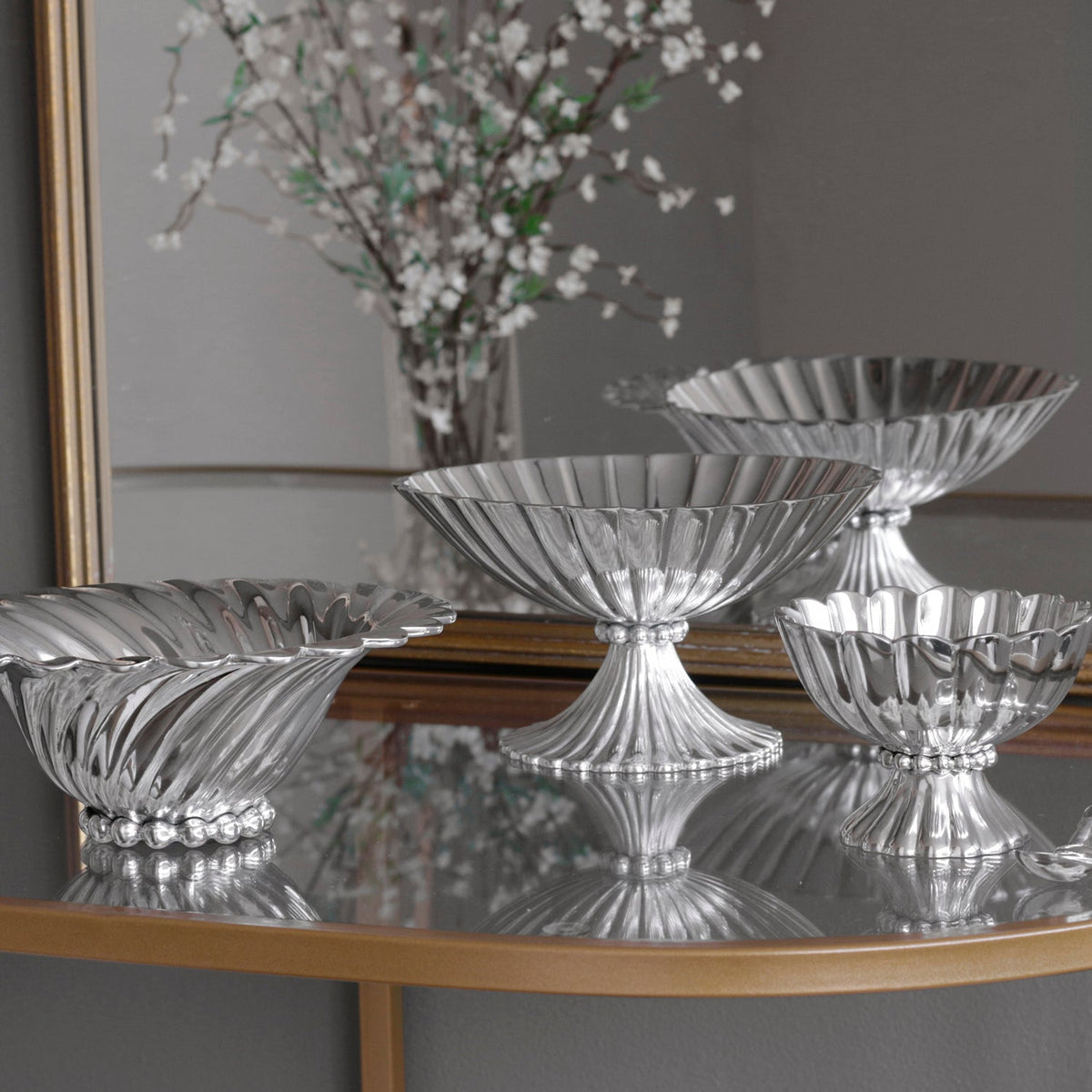 Silver Vienna Small Serving Bowl - Bowl Detail | Bone & Brass