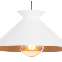 Viggo small white gold pendant light with a textured metal finish and warm glow.