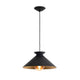 Viggo small black pendant light with a gold-leafed interior and exposed bulb.