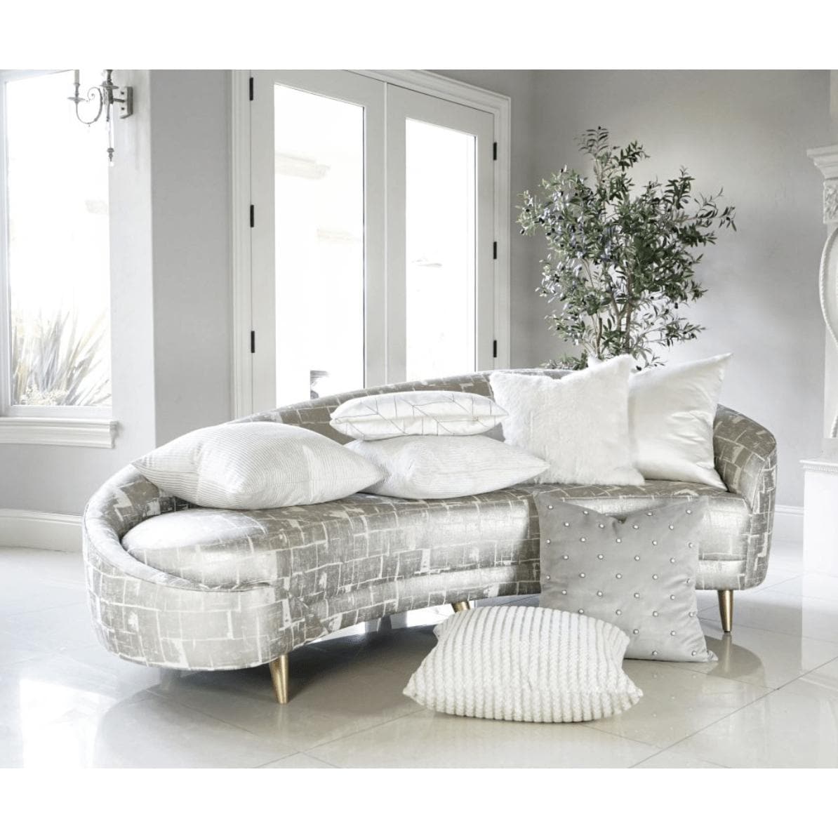 Villa Ivory Throw Pillow - Pillow Fabric Detail | Bone & Brass