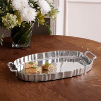 Vintage Fluted Oval Tray Handles - Tray Top View | Bone & Brass