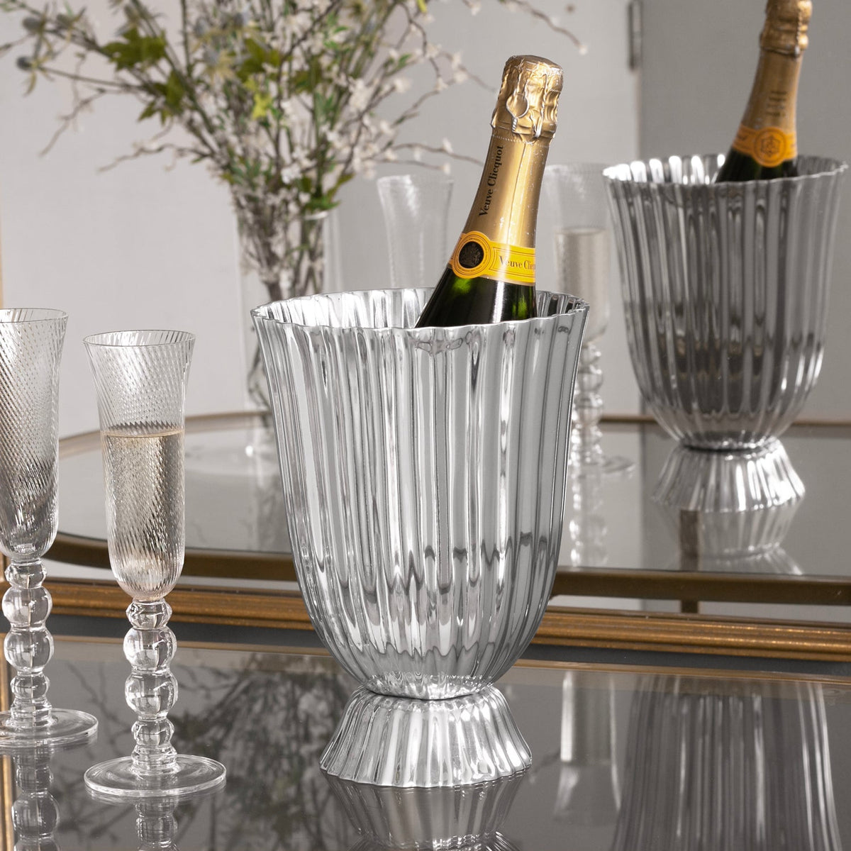 Vintage Silver Vienna Large Vase - Vase Detail | Bone & Brass