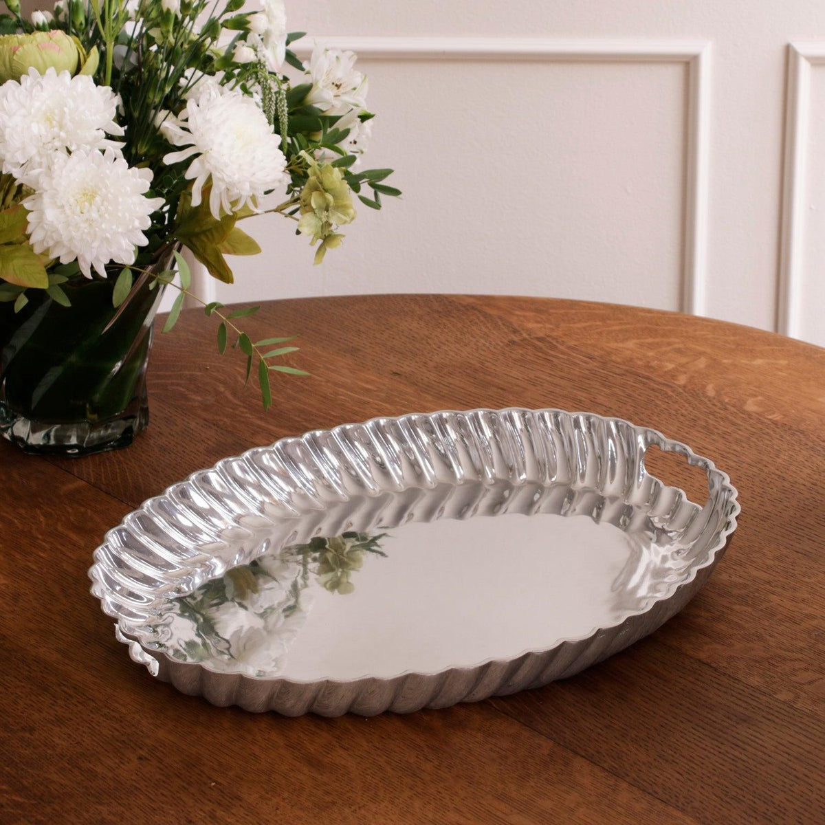 Vintage Swirl Oval Tray Handles - Tray Side View | Bone & Brass