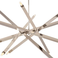 Viper Chandelier in polished nickel with sleek, adjustable metal rods and exposed candelabra bulbs.