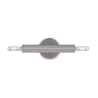 Viper Sconce in polished nickel, a modern 11" wide horizontal light fixture with two exposed candelabra bulbs.