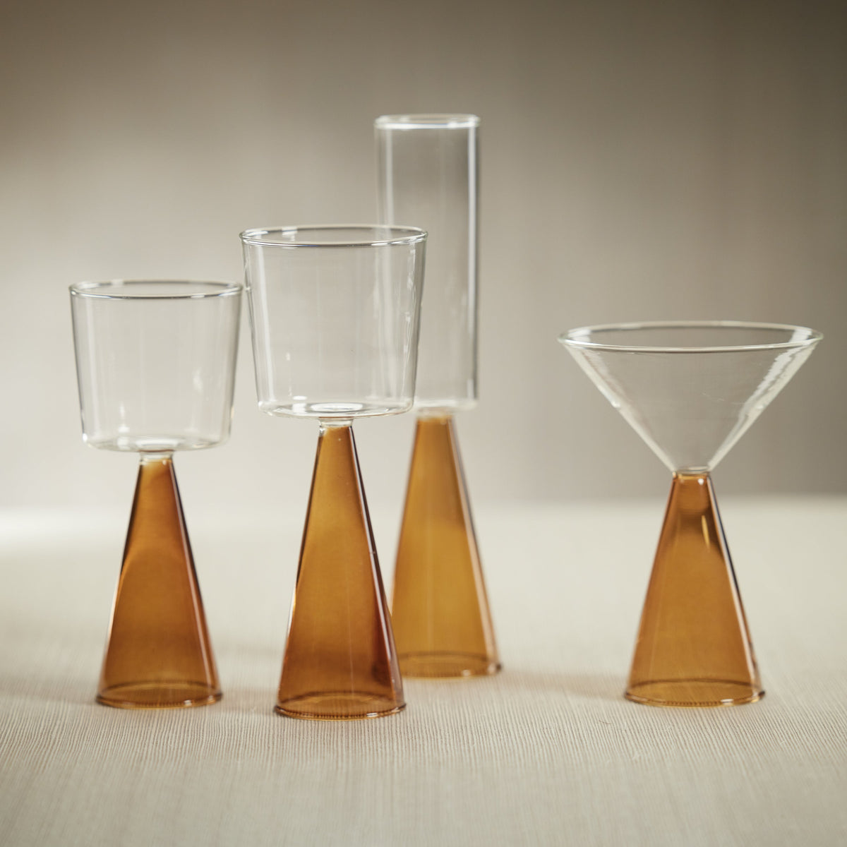 Vivian Amber Stem Champagne Flutes, Set 4 - Glass Detail | Bone & Brass