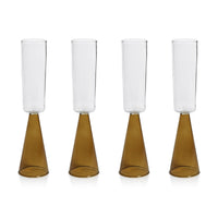 Vivian Amber Stem Champagne Flutes, Set 4 - Glass Stem Detail | Bone & Brass