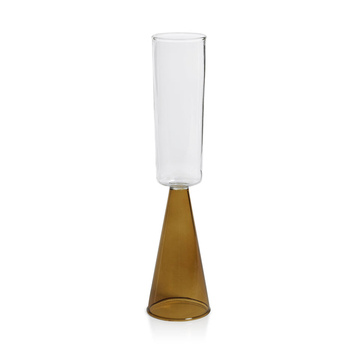 Vivian Amber Stem Champagne Flutes, Set 4 | Bone & Brass