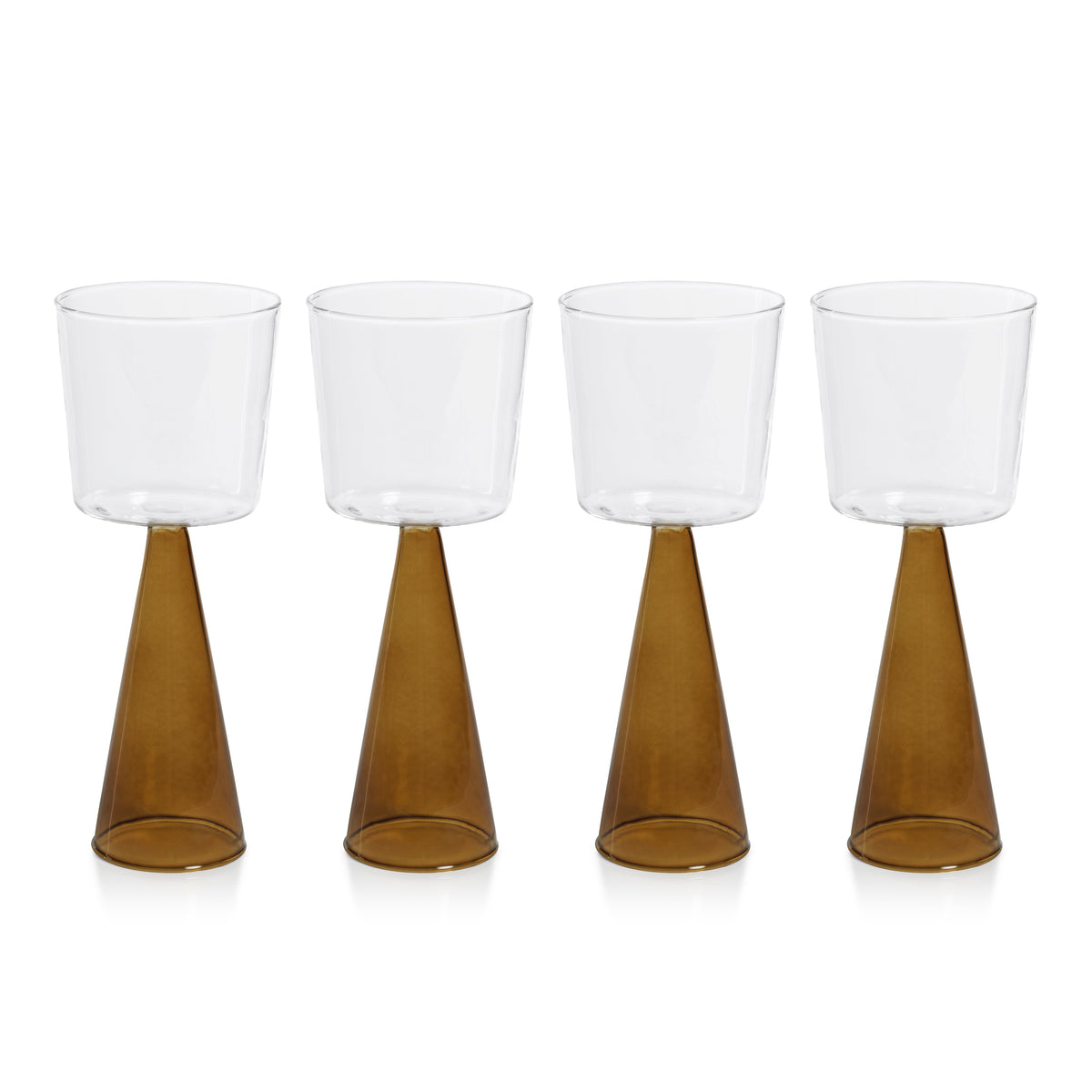 Vivian Amber Stem Red Wine Glasses, Set 4 - Glass Stem Detail | Bone & Brass