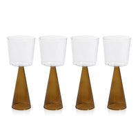 Vivian Amber Stem Red Wine Glasses, Set 4 - Glass Stem Detail | Bone & Brass