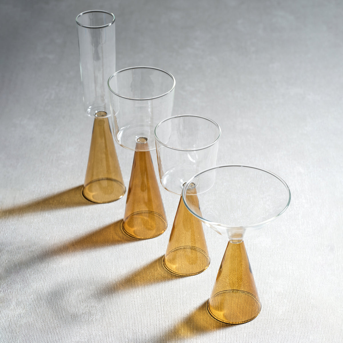 Vivian Amber Stem Red Wine Glasses, Set 4 - Glass Bowl Detail | Bone & Brass