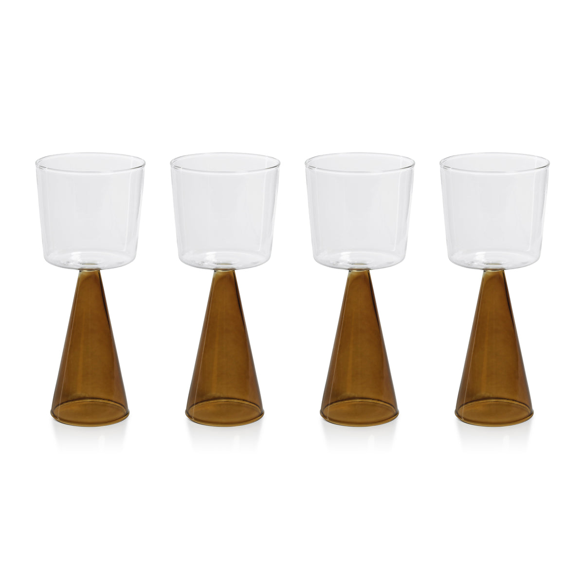 Vivian Amber Stem White Wine Glasses, Set 4 - Glass Stem Detail | Bone & Brass