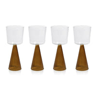 Vivian Amber Stem White Wine Glasses, Set 4 - Glass Stem Detail | Bone & Brass