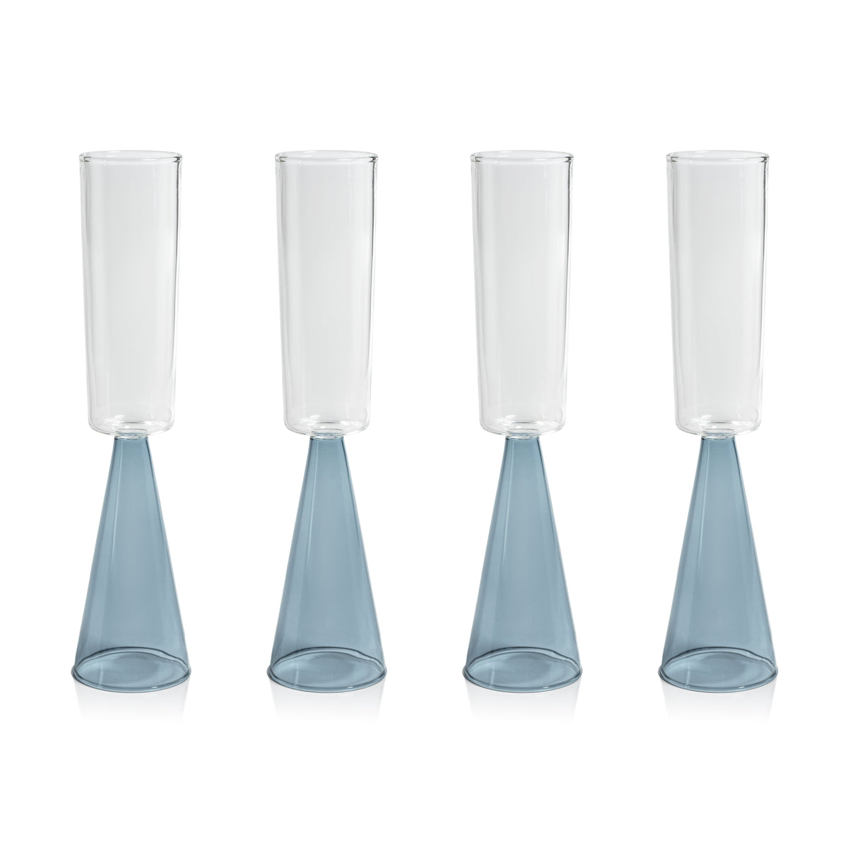 Vivian Blue Stem Champagne Flutes, Set 4 - Glass Stem Detail | Bone & Brass