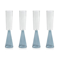 Vivian Blue Stem Champagne Flutes, Set 4 - Glass Stem Detail | Bone & Brass