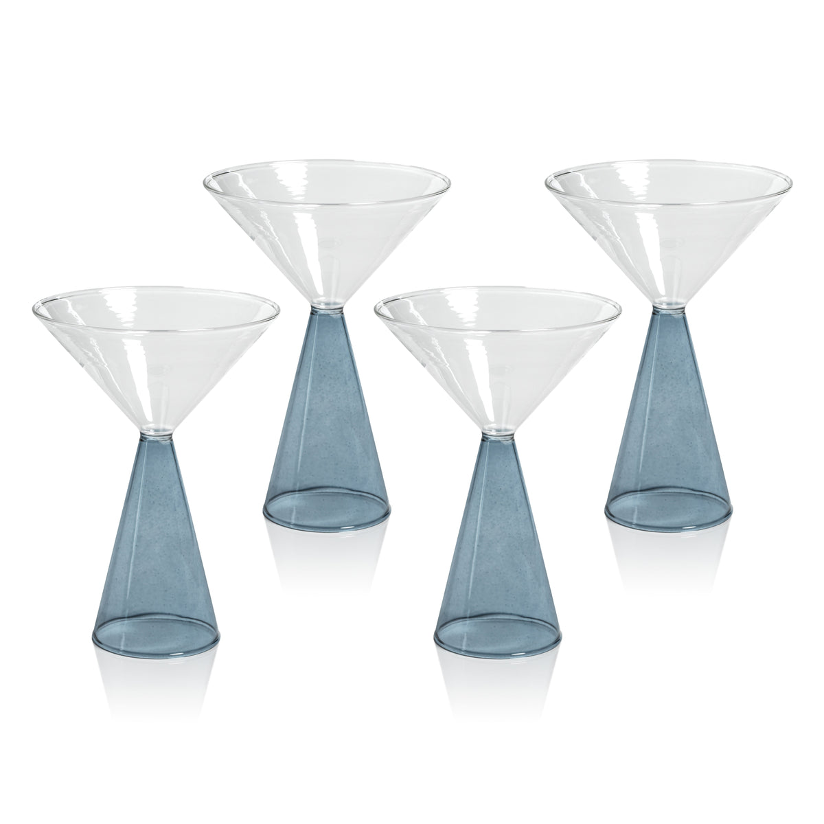Vivian Blue Stem Martini Glasses, Set of 4 - Glass Stem Detail | Bone & Brass