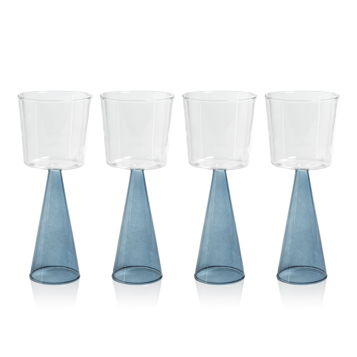 Vivian Blue Stem Red Wine Glasses, Set 4 - Glass Stem Detail | Bone & Brass
