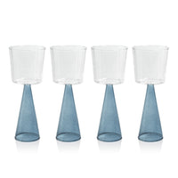 Vivian Blue Stem Red Wine Glasses, Set 4 - Glass Stem Detail | Bone & Brass