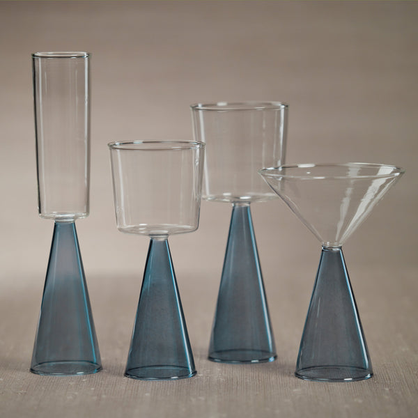 Vivian Blue Stem White Wine Glasses, Set 4 - Glass Detail | Bone & Brass