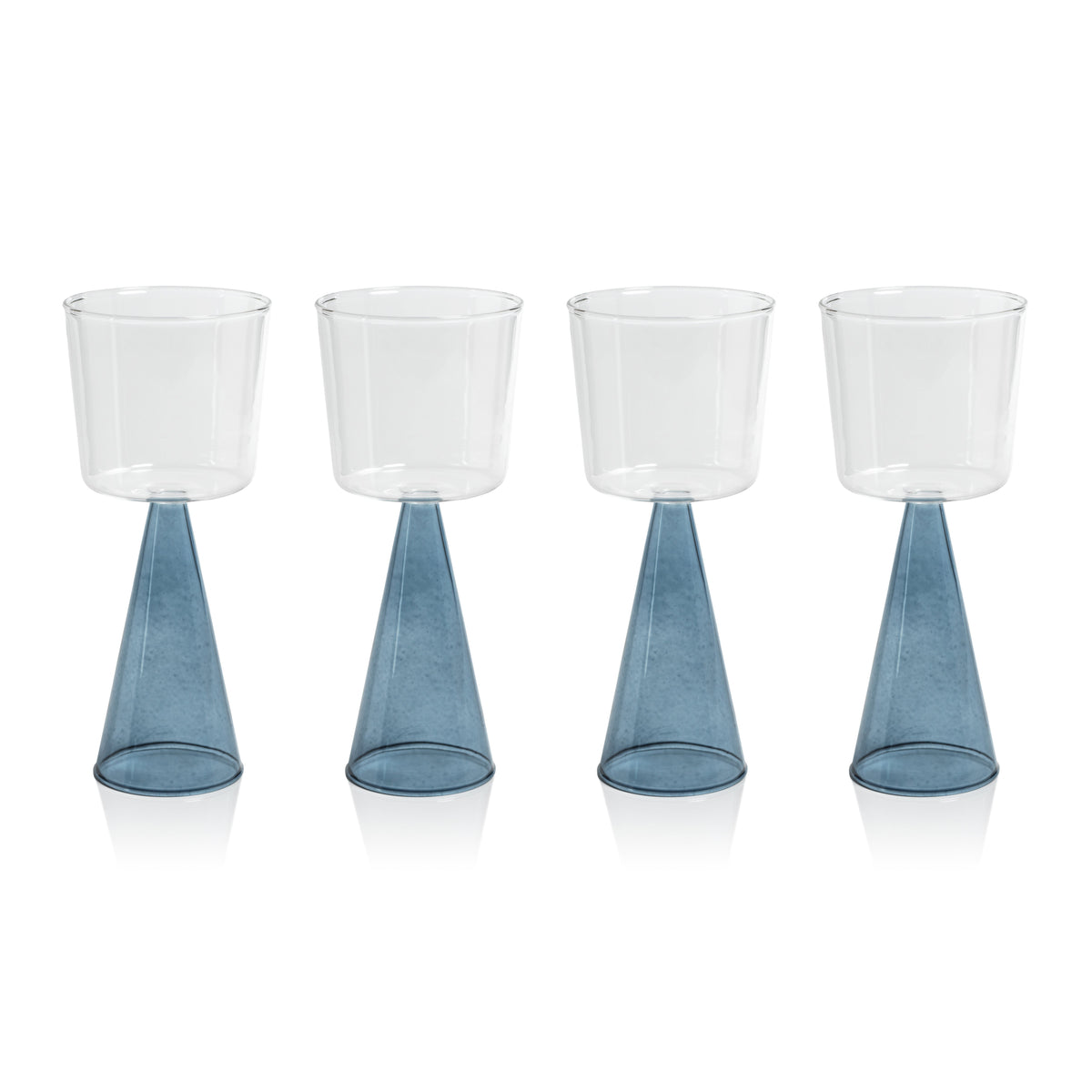 Vivian Blue Stem White Wine Glasses, Set 4 - Glass Stem Detail | Bone & Brass