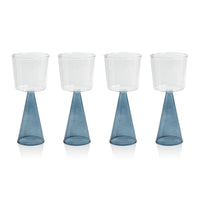 Vivian Blue Stem White Wine Glasses, Set 4 - Glass Stem Detail | Bone & Brass