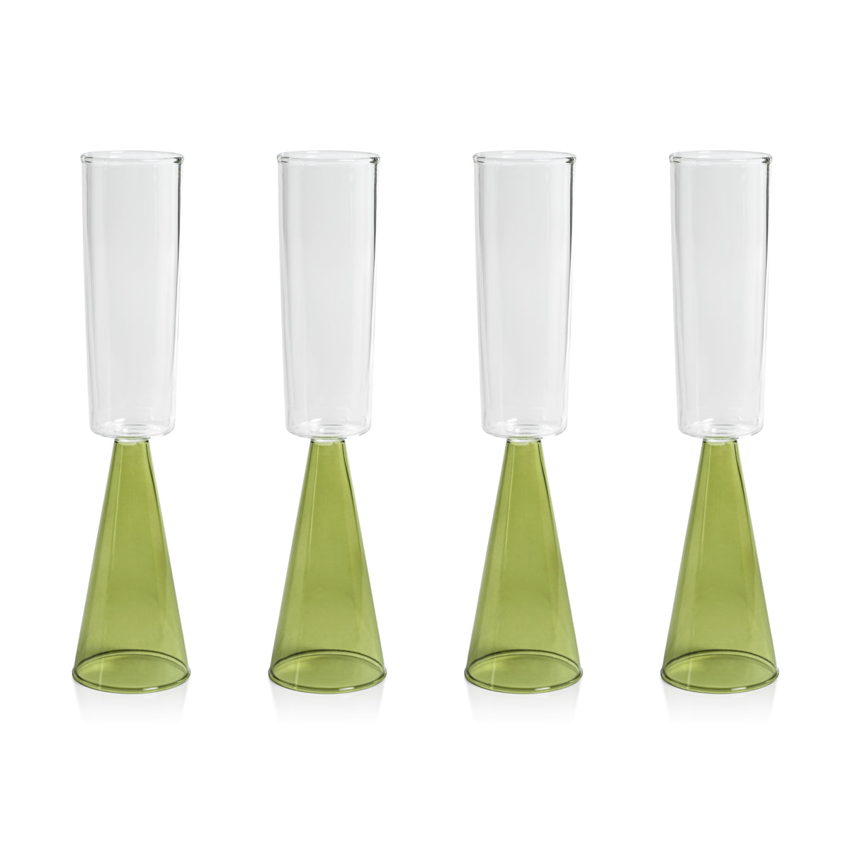 Vivian Green Stem Champagne Flutes, Set 4 - Glass Stem Detail | Bone & Brass