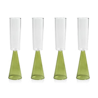 Vivian Green Stem Champagne Flutes, Set 4 - Glass Stem Detail | Bone & Brass