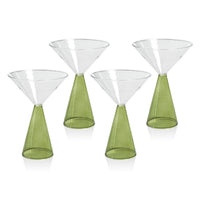 Vivian Green Stem Martini Glasses, Set 4 - Glass Stem Detail | Bone & Brass