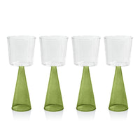 Vivian Green Stem Red Wine Glasses, Set 4 - Glass Stem Detail | Bone & Brass